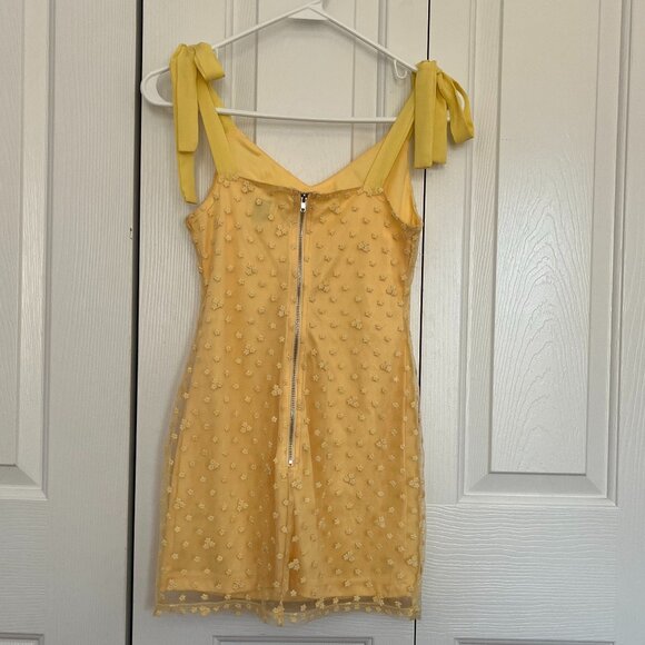 Francesca's Blue Rain Yellow Tie Strap Mini Dress Size XXS - Picture 2 of 13